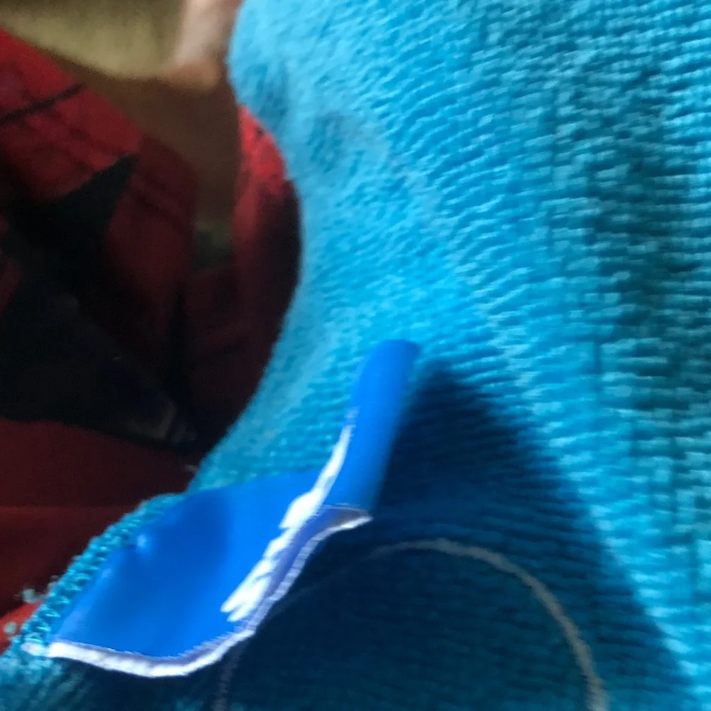 Bright Teal wash cloth with Embroidered Patch
